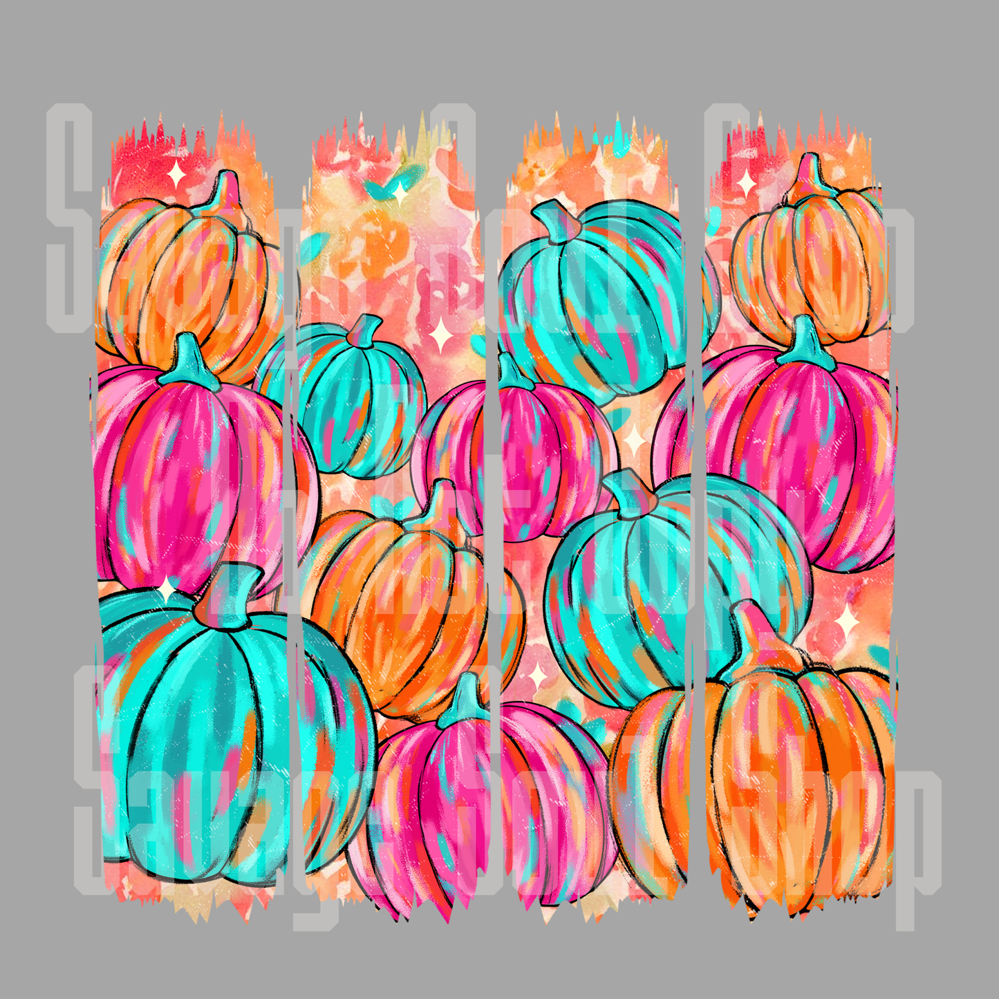 Neon Brush Pumkin DTF Transfer