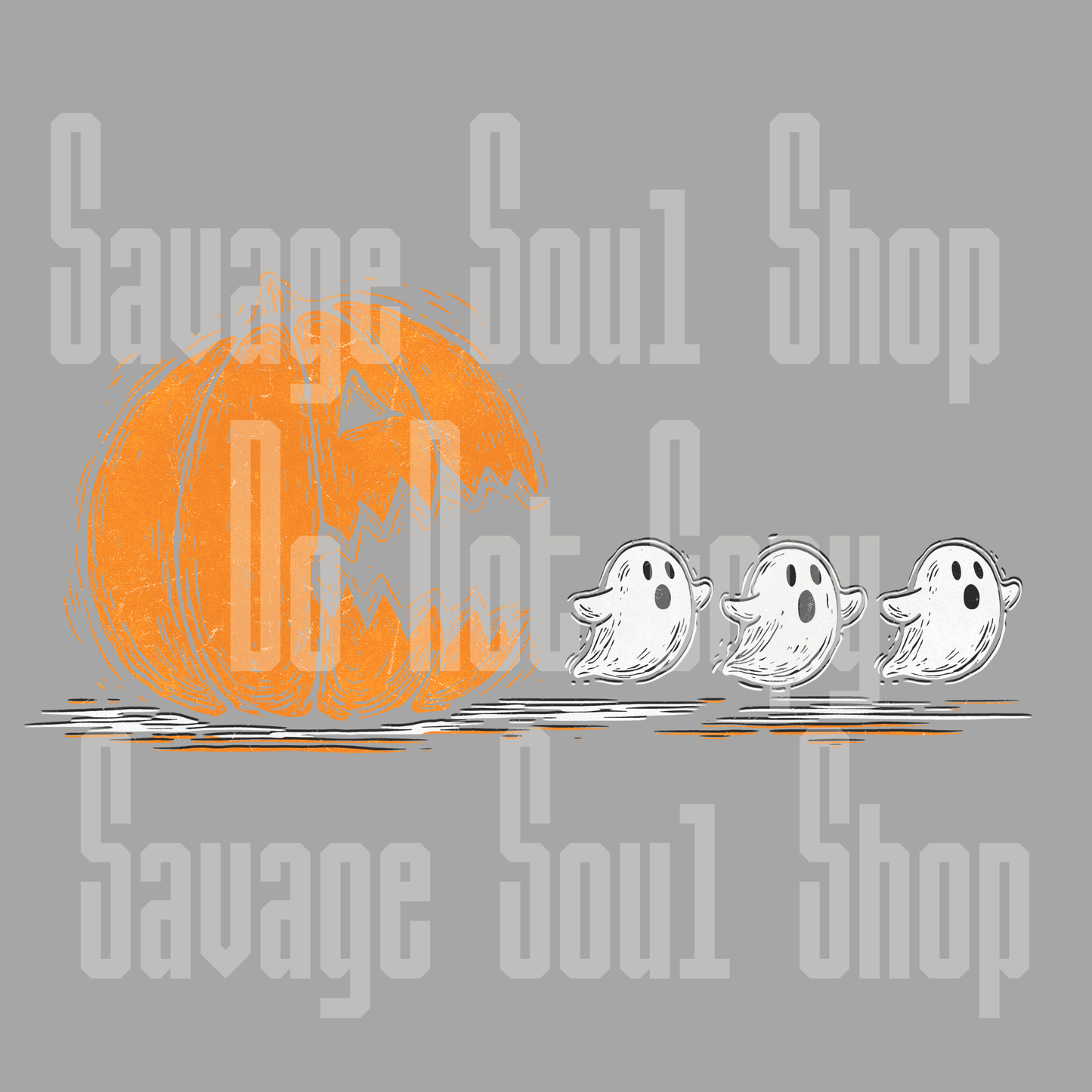 Pumpkin and Ghost DTF Transfer