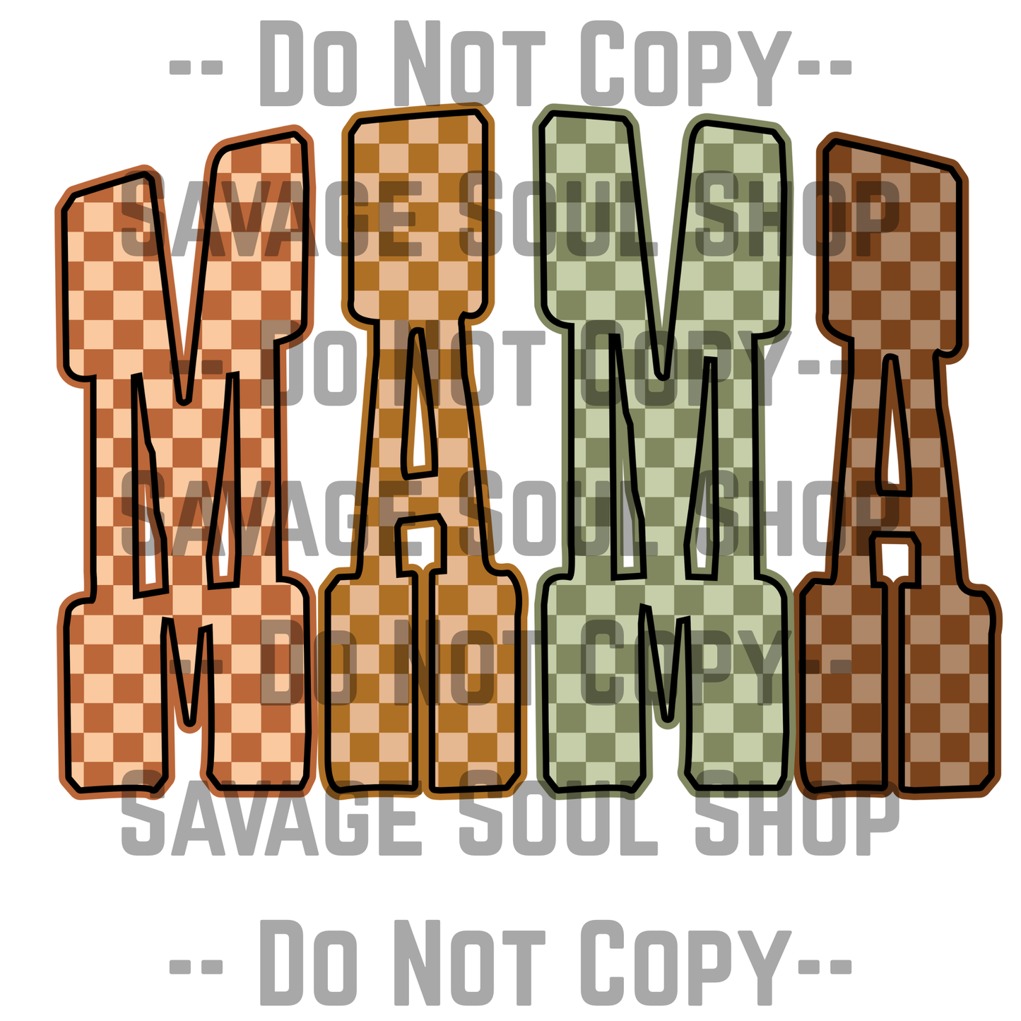 Fall Mama checkered Transfer