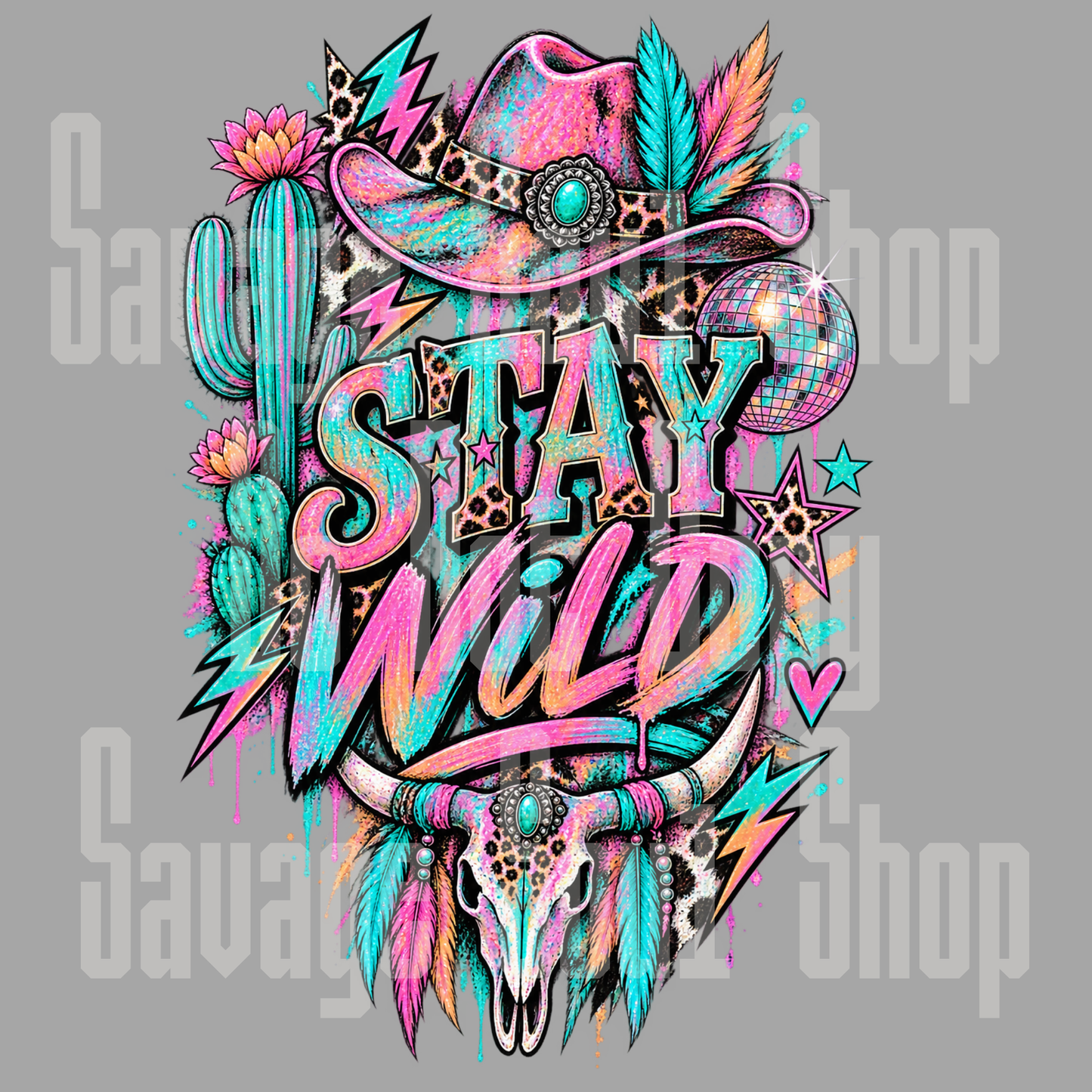 Stay Wild Skull DTF Transfer