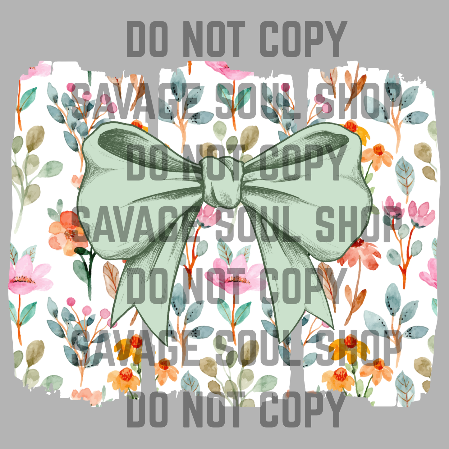 Floral w/ Bow Transfer