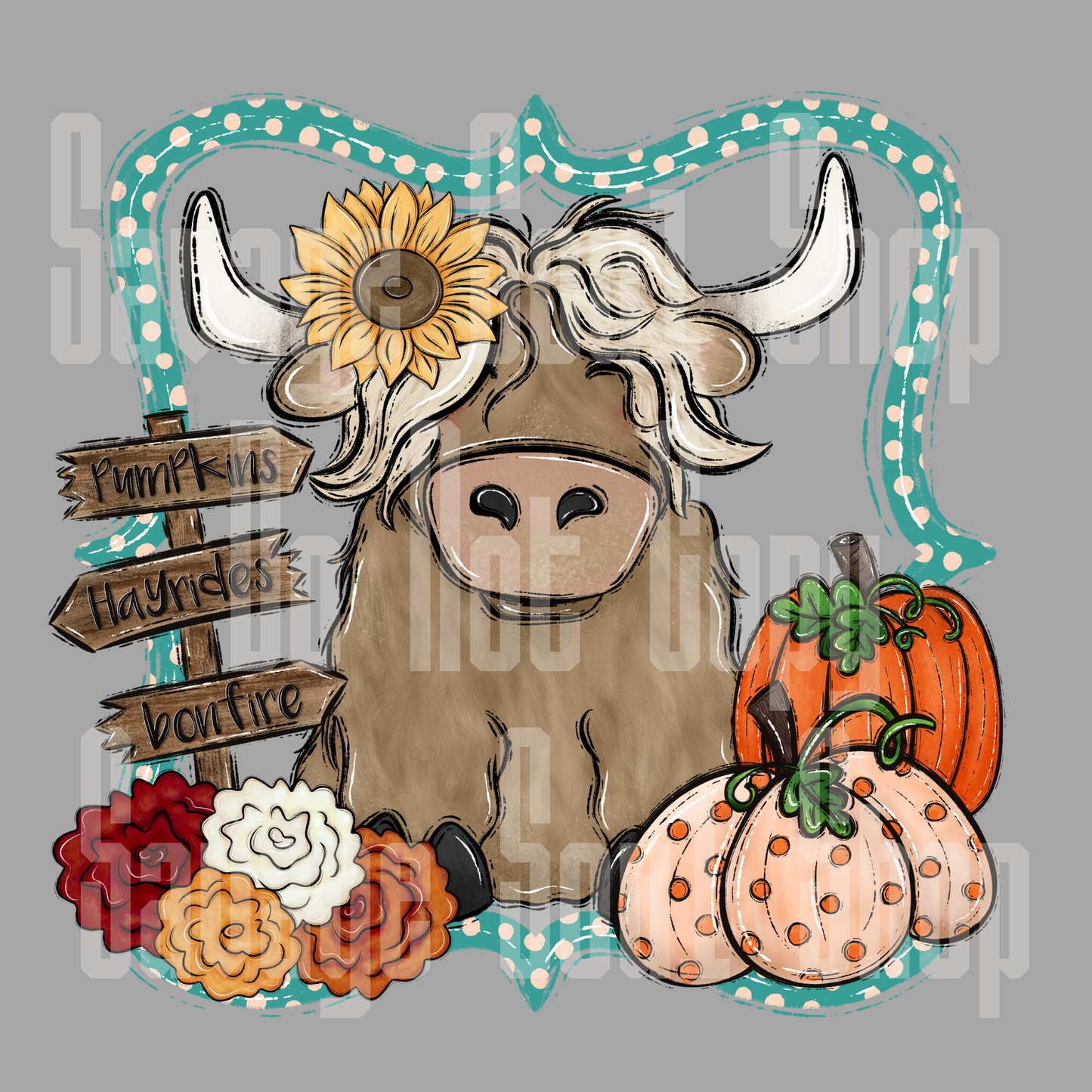 highland cow fall DTF Transfer