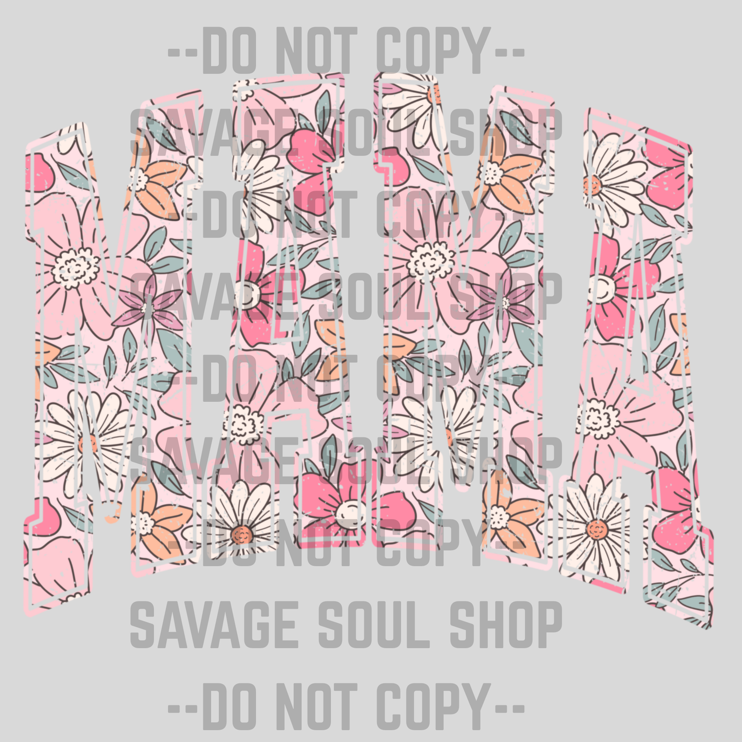 Pink Floral Mama Transfer
