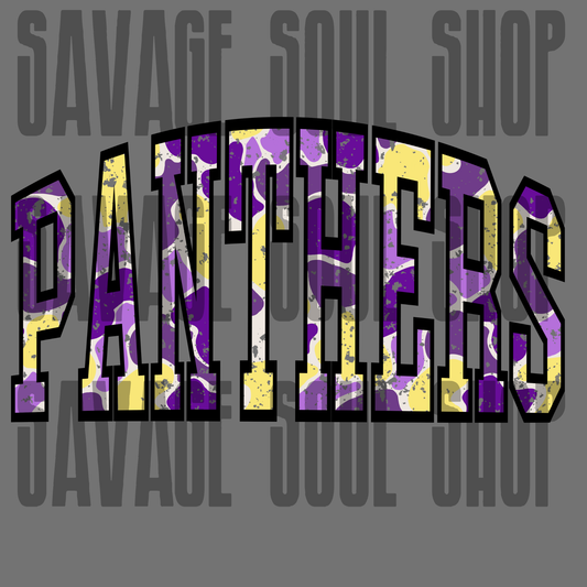 Purple Gold Camo Panther DTF Transfer