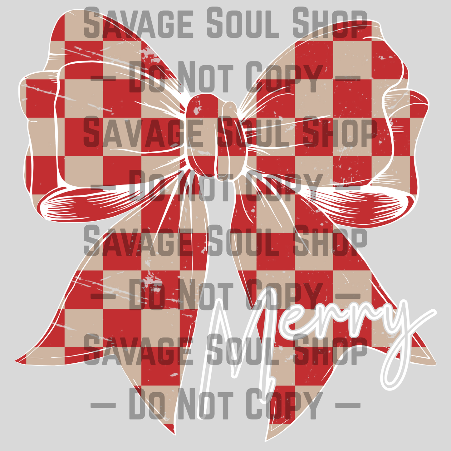 Checkered Bow Transfer