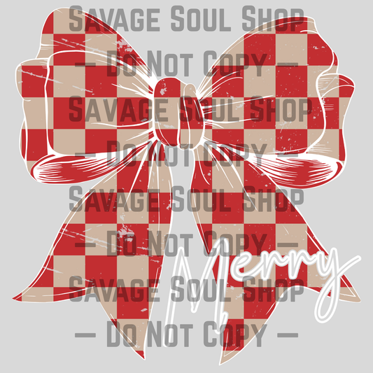 Checkered Bow Transfer