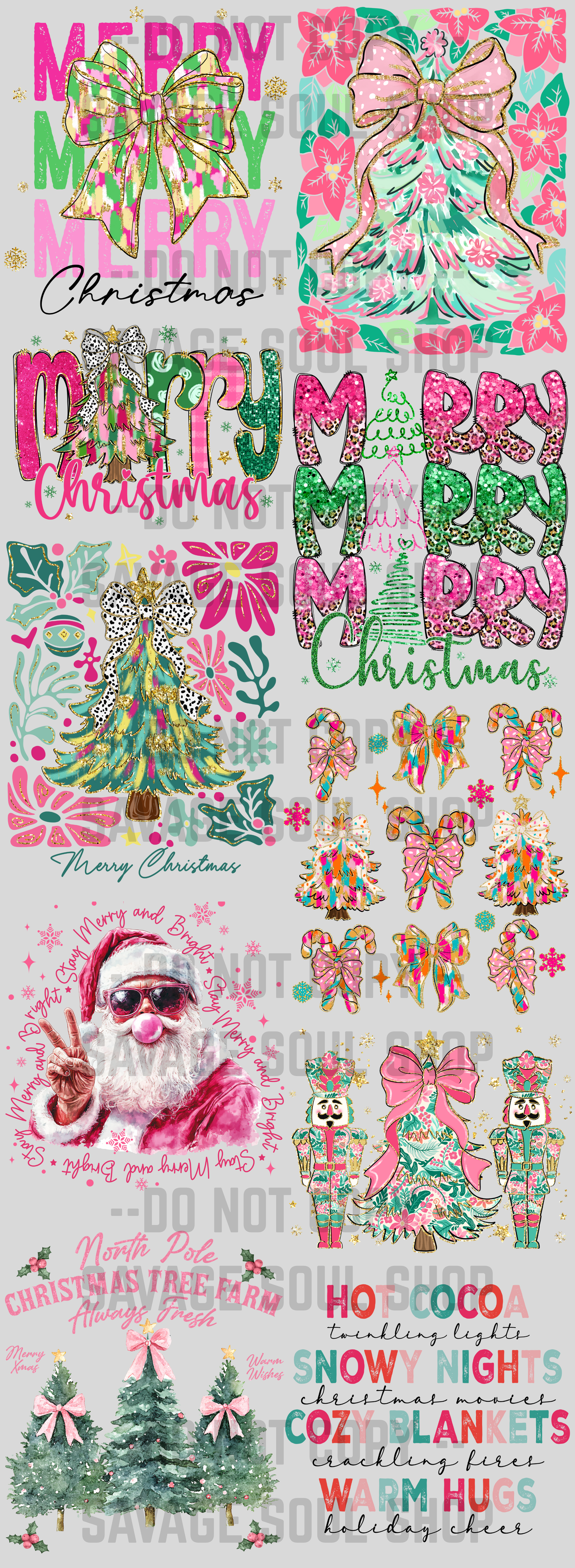 Pink Christmas Pre-Made Gang Sheet
