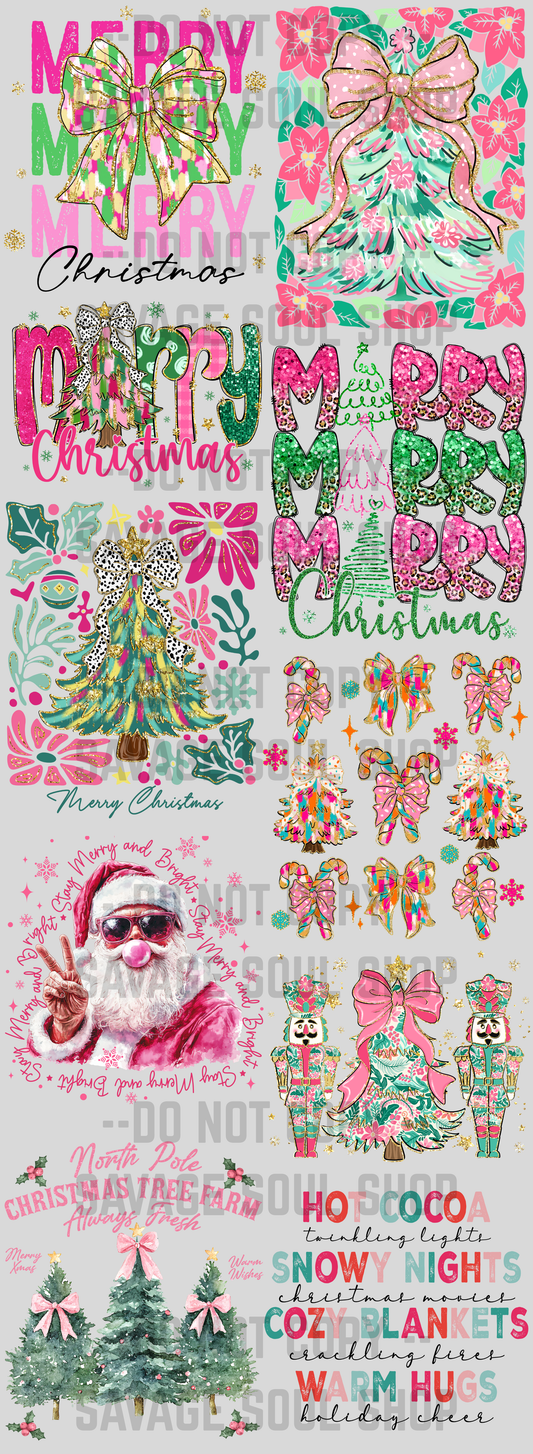 Pink Christmas Pre-Made Gang Sheet