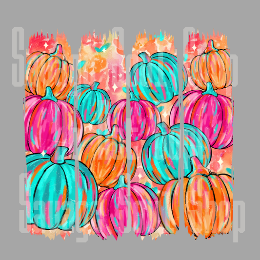 Neon Brush Pumkin DTF Transfer
