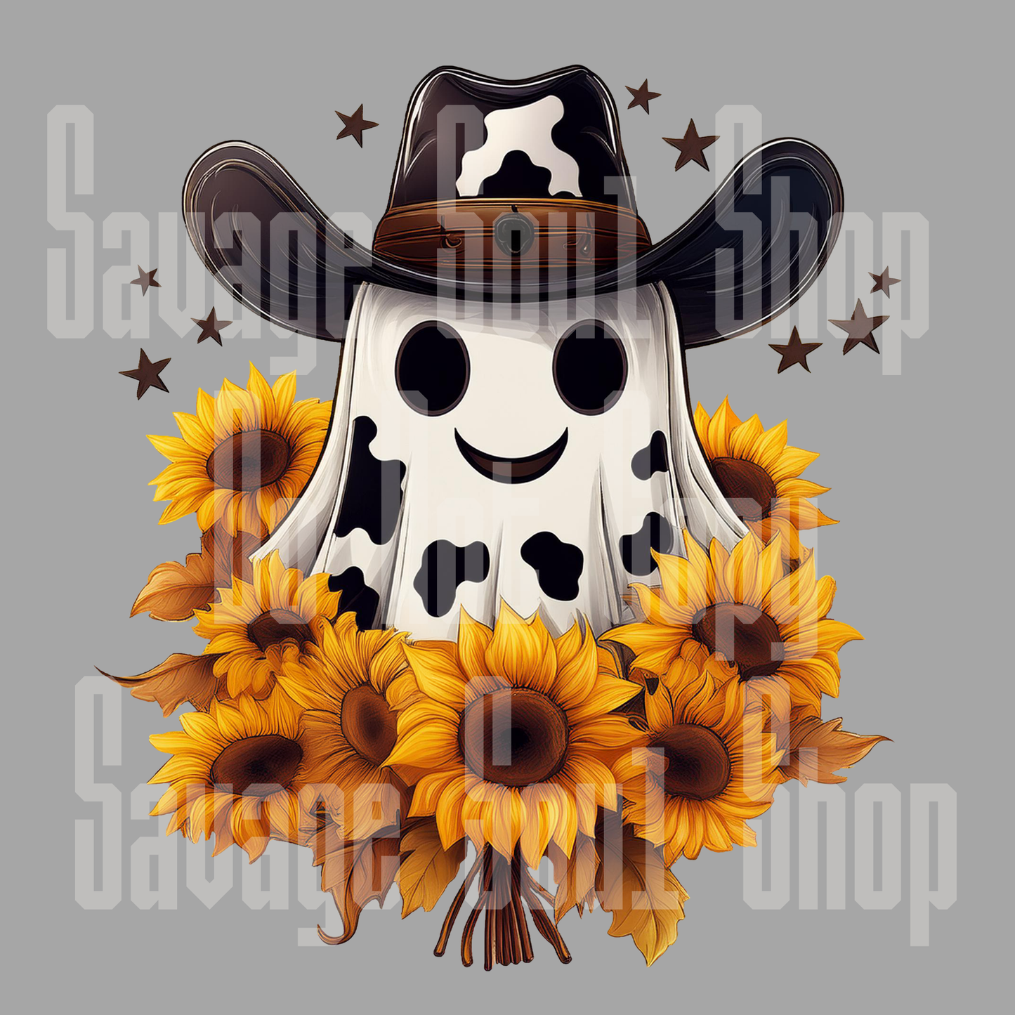 Western sunflower Ghost DTF Transfer