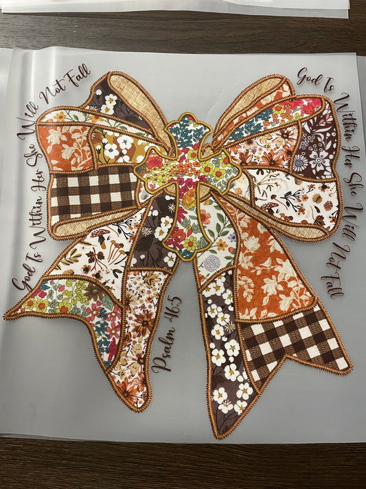 Patchwork Fall Bow Transfer