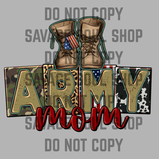 Army Mama W/ Boots Transfer