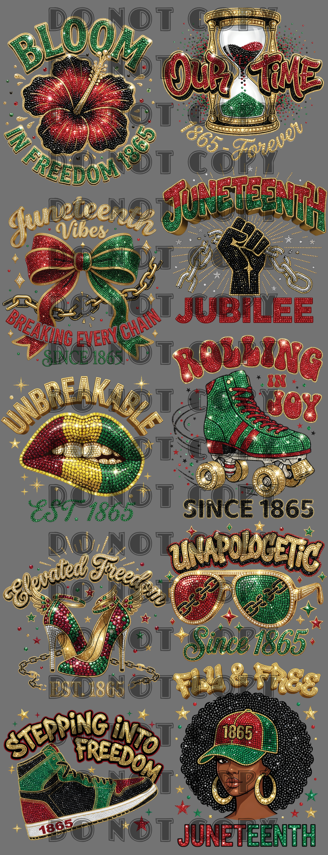 Juneteenth Bling #1 Pre-made Gangsheet