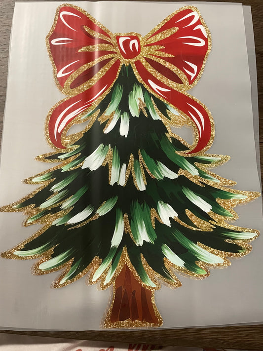 Christmas Tree Gold Trim transfer