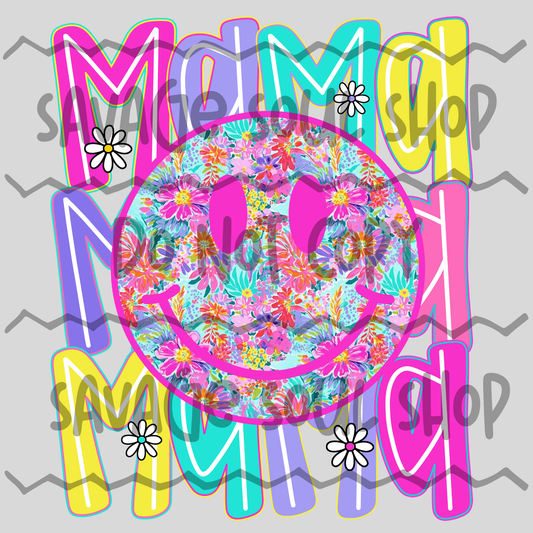 Neon Mama Smiley DTF Transfer