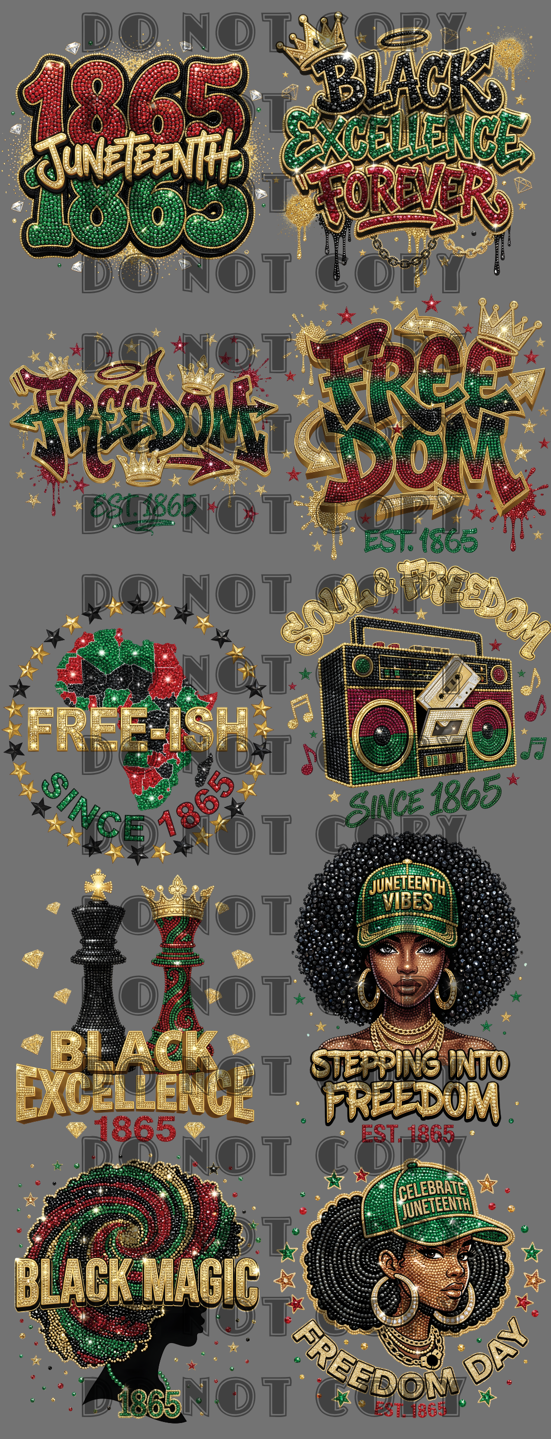 Juneteenth Bling #2 Pre-made Gangsheet