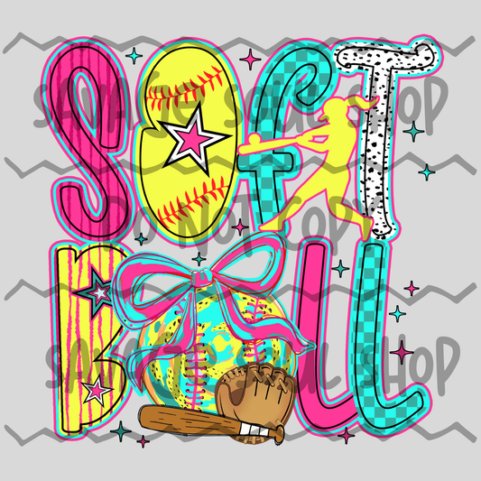 Neon Softball DTF Transfer