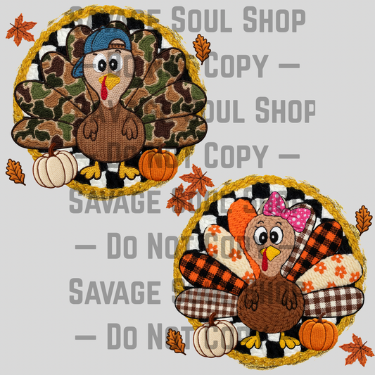 Little Yarn Turkeys Transfer