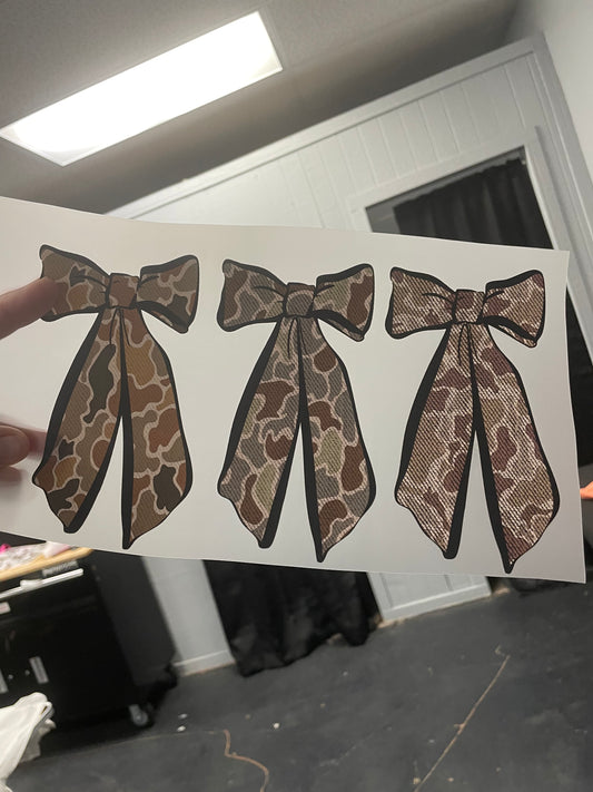3 Camo Bow Transfers